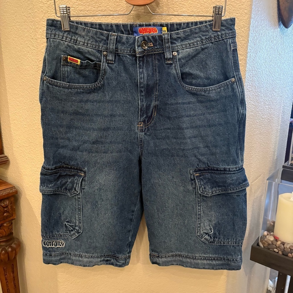 EMPYRE Blue Denim Cargo Skater Shorts Size 30